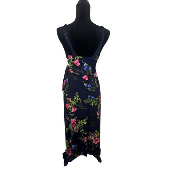 GILLI STUNNING FLORAL NAVY MAXI DRESS WOMENS SLEEVELESS SIZE SMALL - Picture 3 of 7